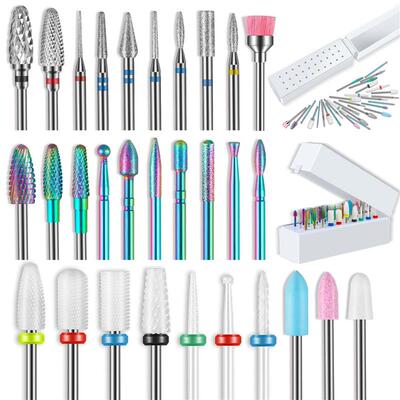 30Pcs Nail Drill Bits Ceramic Diamond Cuticle Efile Carbide
