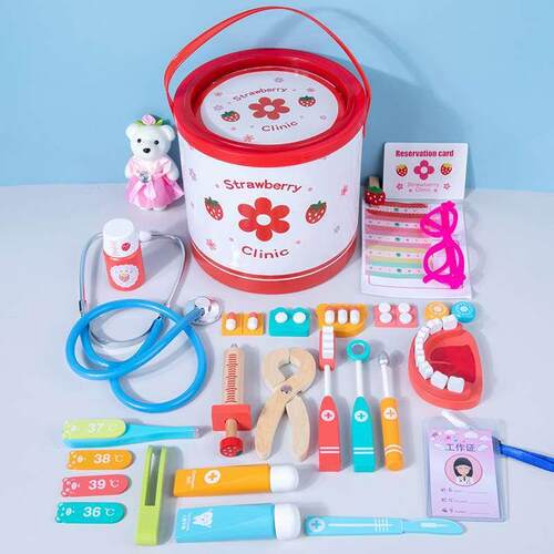 Girls Toy Simulation Little Doctor Playing suit Wooden Chil