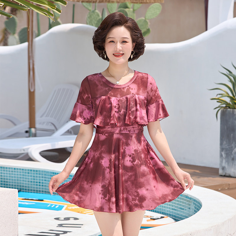 2026新款妈妈款泳衣女分体保守遮肚显瘦裙式中老年大码温泉游泳装