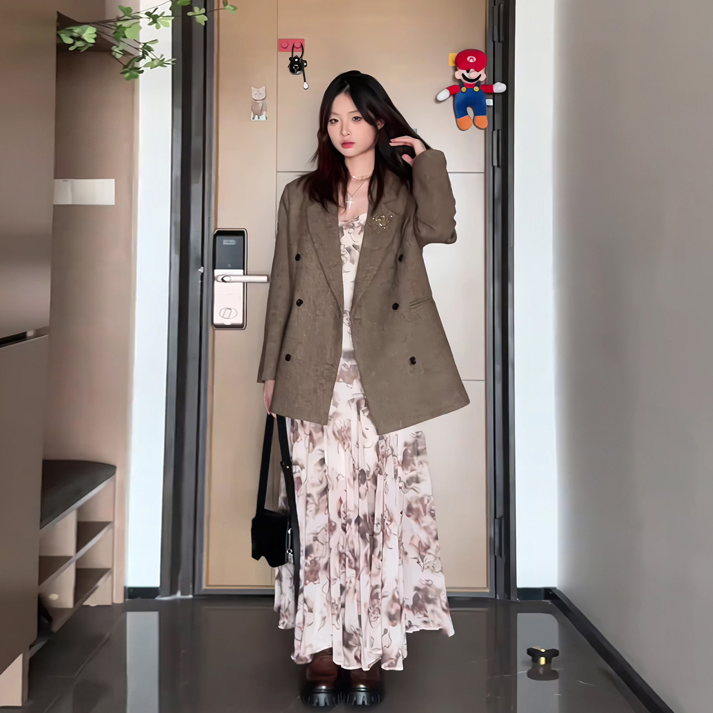 现货！轻奢风毛呢西装外套女+碎花吊带连衣裙两件套女秋季通勤风,女装/女士精品,时尚套装,淘宝优惠券,粉丝福利购,淘宝优惠卷