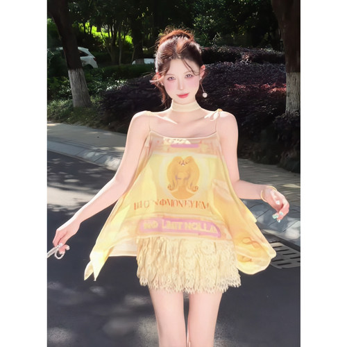 吊带背心宽松度假风上衣