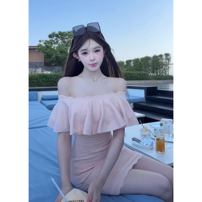 现货一字肩法式连衣裙女2026夏季