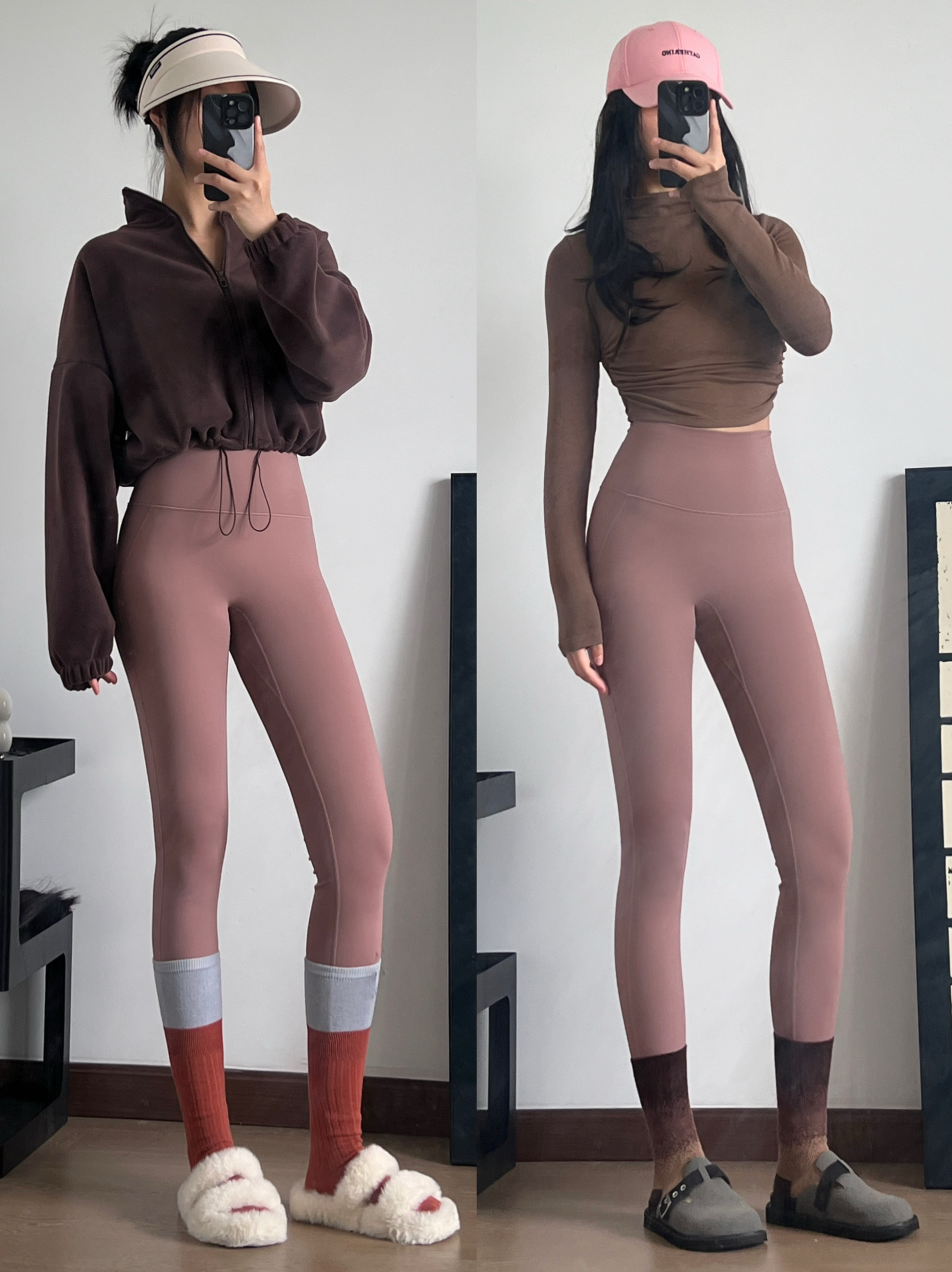 氧气女孩新款加绒加厚瑜伽裤秋冬免穿内裤高腰紧身提臀跑步运动裤