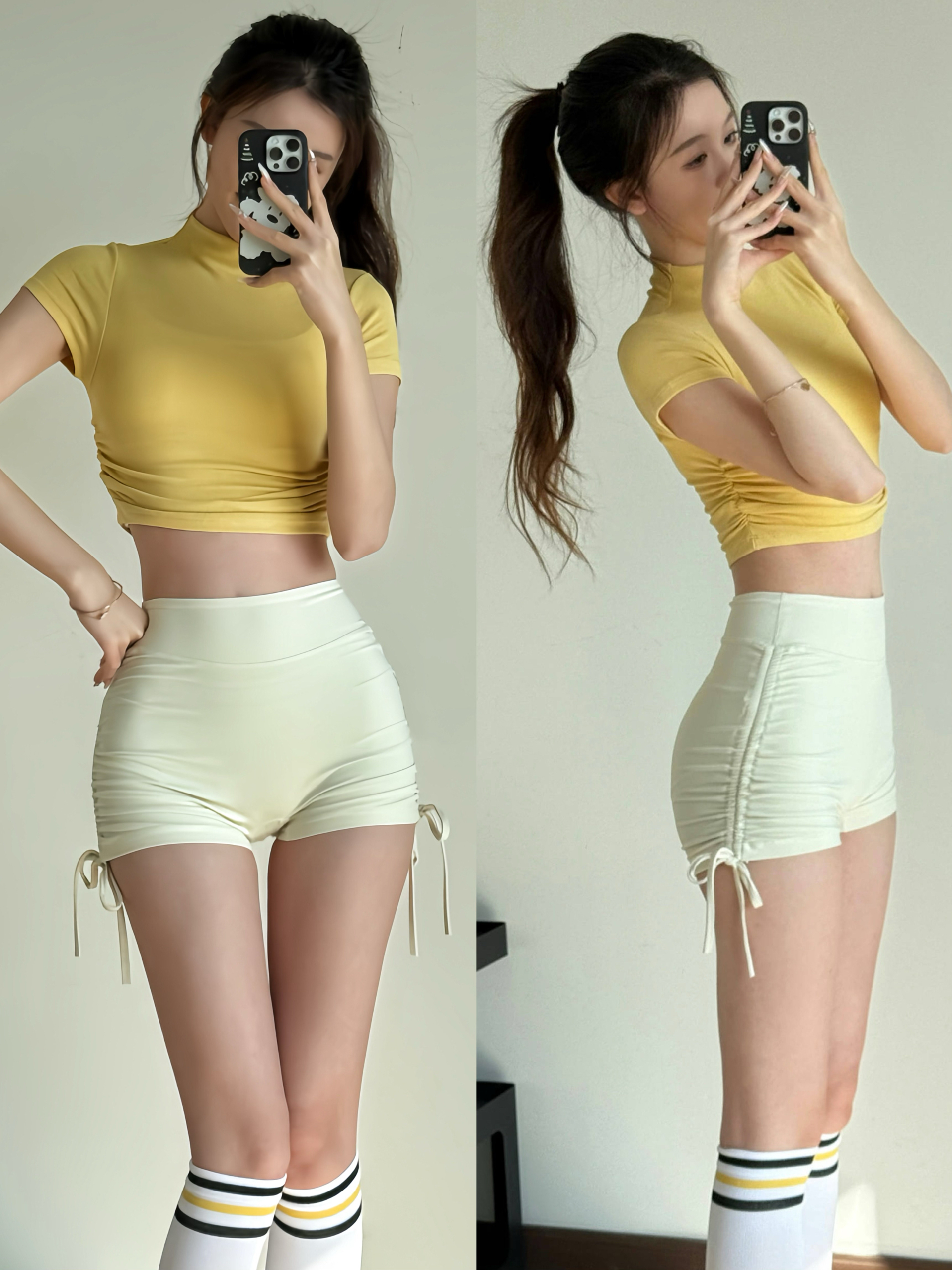 健身服短袖女小高领紧身弹力欧美风瑜伽服普拉提运动T恤跑步显瘦