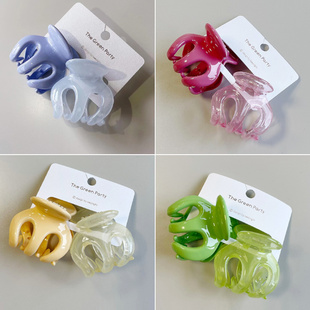 TheGreenParty 百搭CRLX爪夹对装多色简约侧边夹顶夹儿童刘海发夹