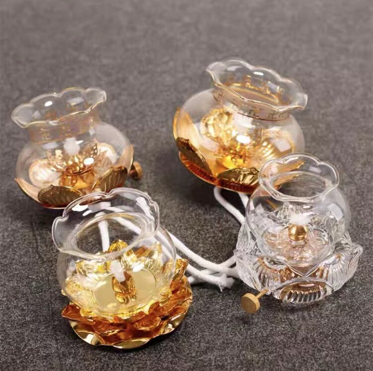 油灯灯罩酥油灯灯座供佛灯耐热透明防风罩玻璃灯罩佛具用品油灯罩图片