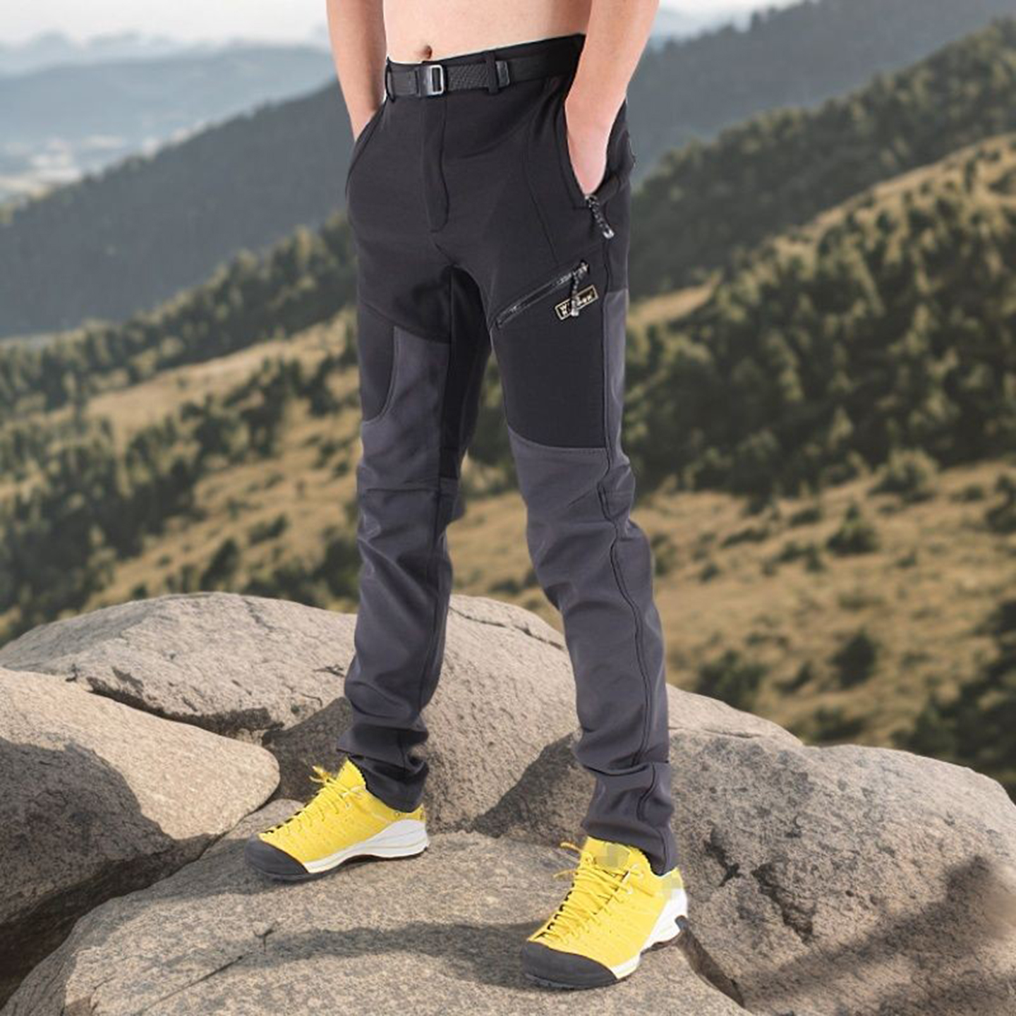 户外抓绒裤男士保暖弹力透气修身