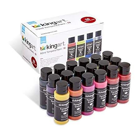 KINGART Kids Washable Tempera Paint， 18 Unique Colors， 60