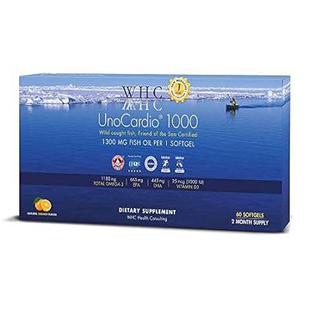 UnoCardio 1000 Fish Oil， 1300 mg of Pure Triglyceride Fis