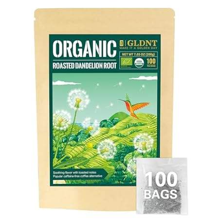 GLDNT Organic Roasted Dandelion Root Tea Bags, Premium Or