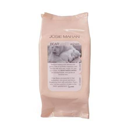 Josie Maran Bear Naked Facial Cleansing Wipes - Travel Si