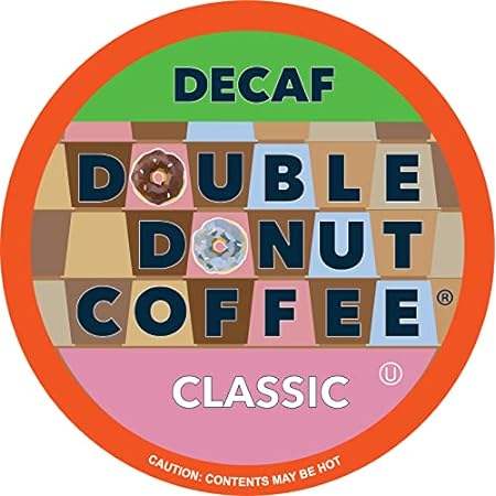 Double Donut Medium Roast Decaf Coffee Pods， Classic， for
