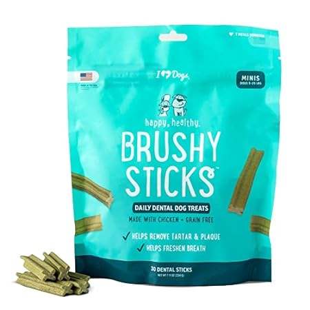 iHeartDogs Brushy Sticks - Dental Treats for Dogs Removes