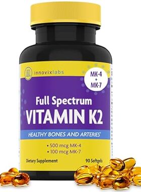 InnovixLabs Full Spectrum Vitamin K2 - 90 Softgels with 6