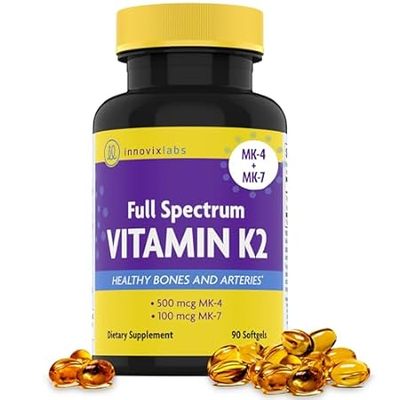InnovixLabs Full Spectrum Vitamin K2 - 90 Softgels with 6