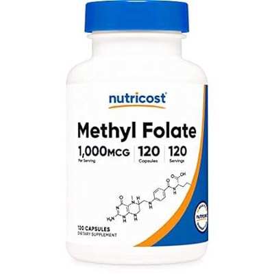 Nutricost Methyl Folate 1000mcg， 120 Vegetarian Capsules