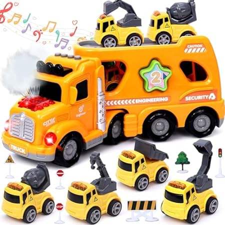 Golray 5 in 1 Construction Truck Toys for 3 4 5 6 Year Ol