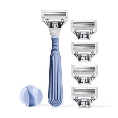 Flamingo Pubic Razor Starter Set - 1 Razor - 5 Blade Refi