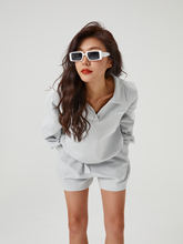 ZzZHANG【轻奢高级感】休闲时尚套装女早秋季POLO卫衣+短裤两件套