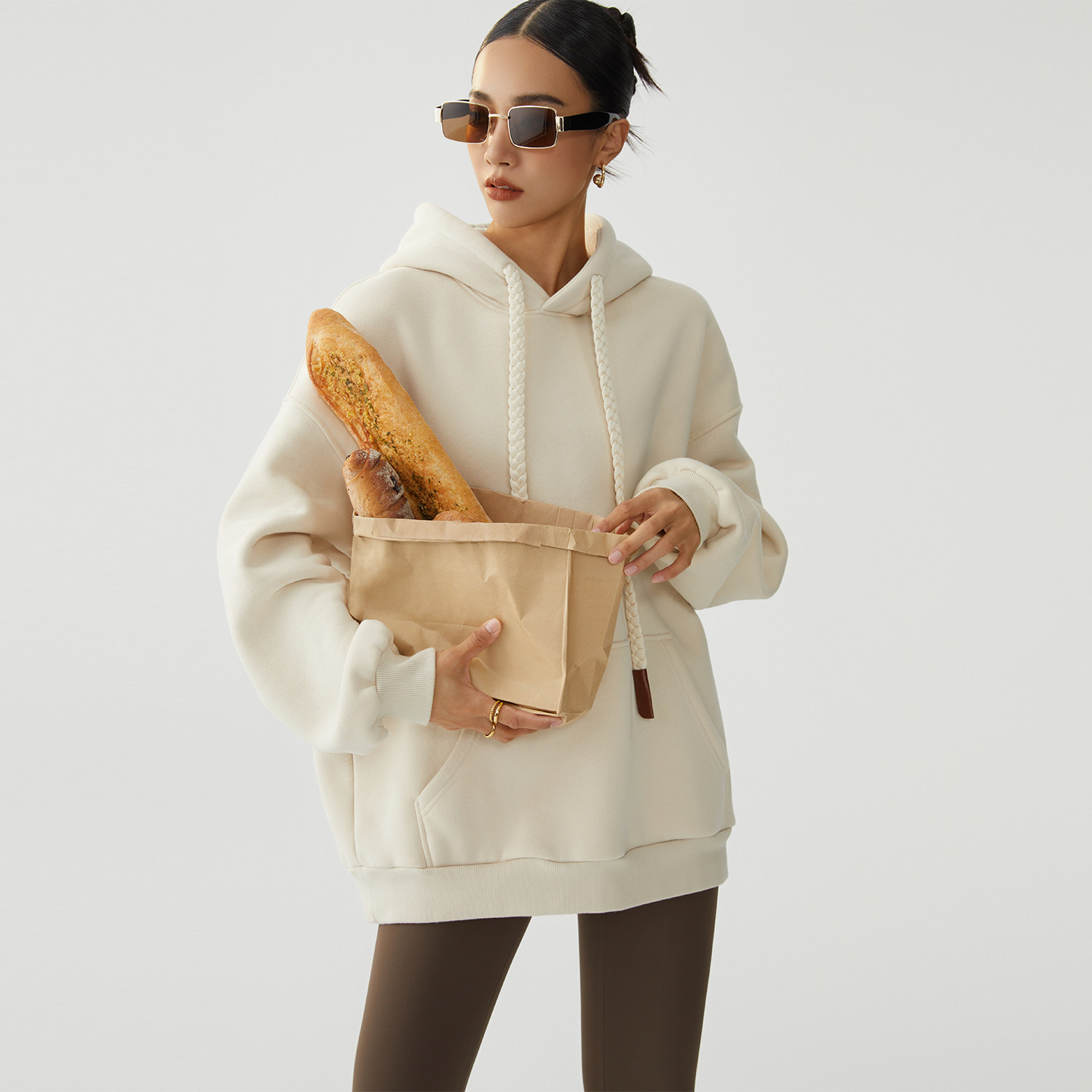 ZzZHANG加绒宽松美式连帽卫衣