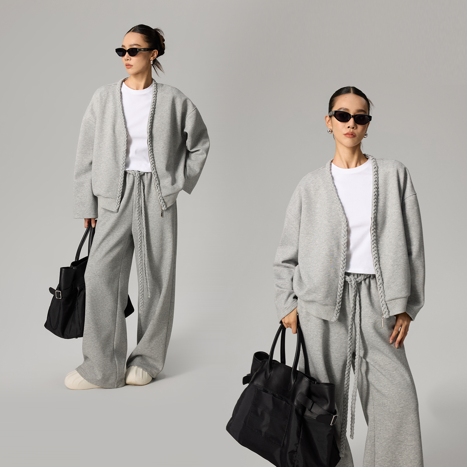 时尚V领新款秋季卫衣三件套女