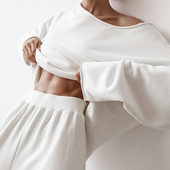 宽松版 ZzZHANG秋季 卫衣女长袖 套装 欧美风露肩上衣两件套 休闲时尚