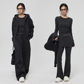 套装 打底裤 L纸片人_26春简约实穿显瘦黑色连帽卫衣裤 ZzZHANG｜R