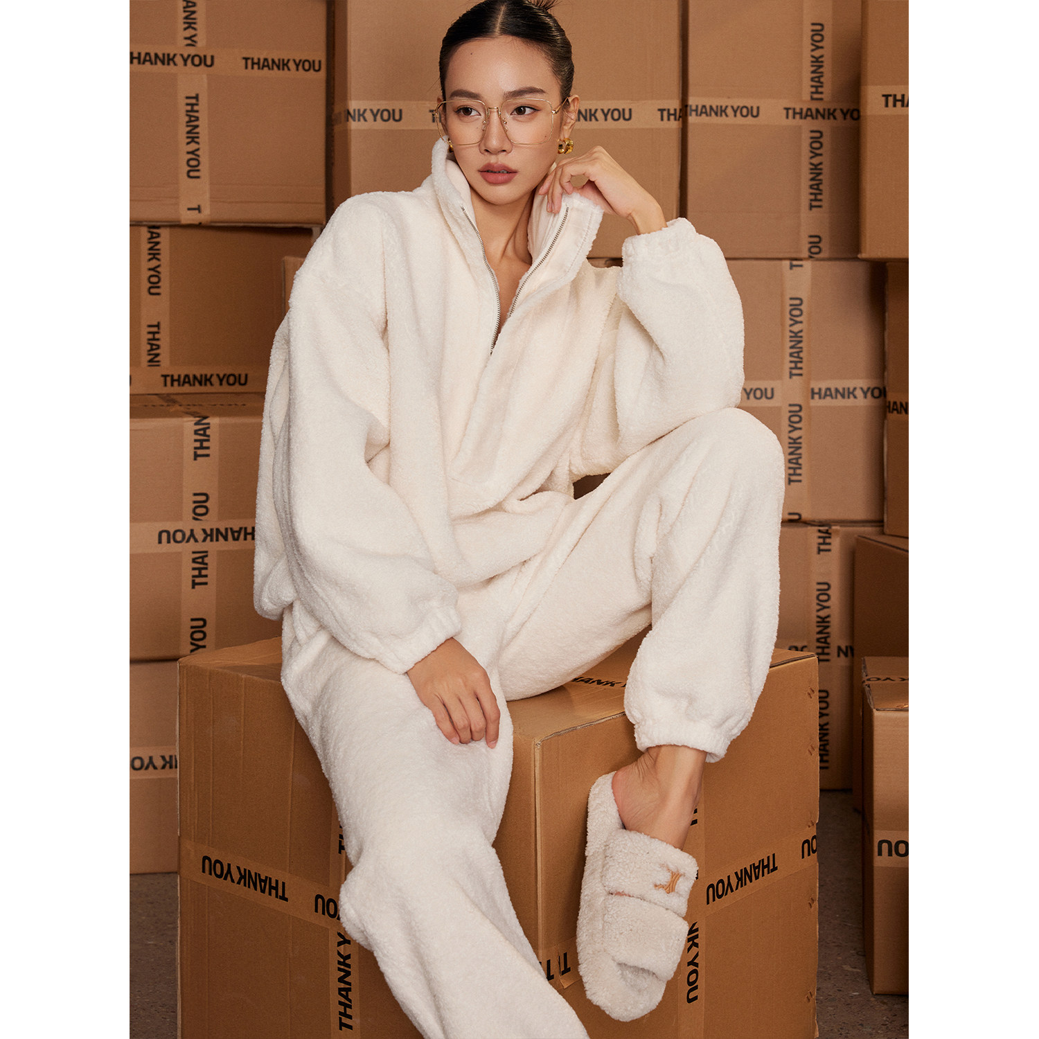 Zzzhang冬季立领卫衣休闲套装