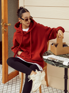 休闲卫衣女秋冬加绒洋气宽松连帽卫衣 时尚 ZzZHANG 节日氛围感