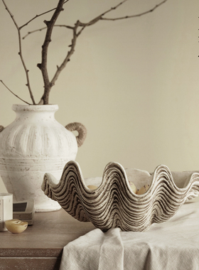 栗石【贝语】侘寂风贝壳艺术果盘摆件中古风小众个性创意桌面托盘