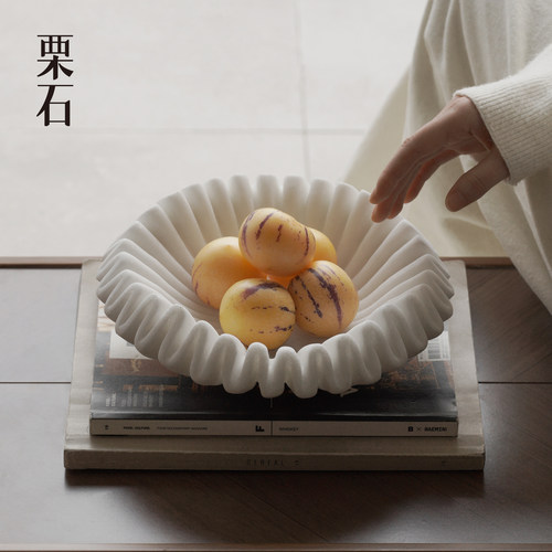 法式中古白色果盘摆件艺术托盘