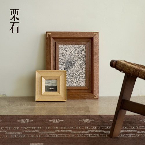 栗石法式复古实木框装饰画摆件