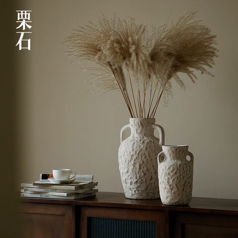 栗石侘寂风陶瓷花瓶摆件
