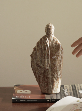 栗石【行者】侘寂风复古陶瓷抽象人物摆件家居客厅酒柜装饰工艺品