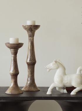 栗石【雅韵】侘寂风复古油画烛台摆件新中式样板房书房卧室装饰品