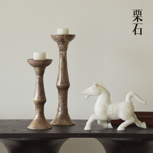 侘寂风复古油画烛台摆件装饰品