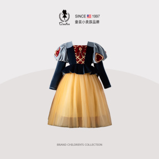 冰雪奇缘cos爱莎生日礼服连衣裙 女童白雪公主裙秋季 Fish童装