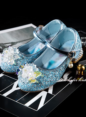 童鞋爱莎公主鞋elsa儿童演出鞋2023新款水晶鞋单鞋皮鞋小女孩鞋子