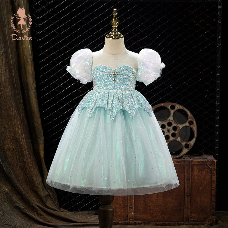 Hi！Fish女童爱莎公主裙夏季小女孩连衣裙绝美生日礼服爱莎裙子