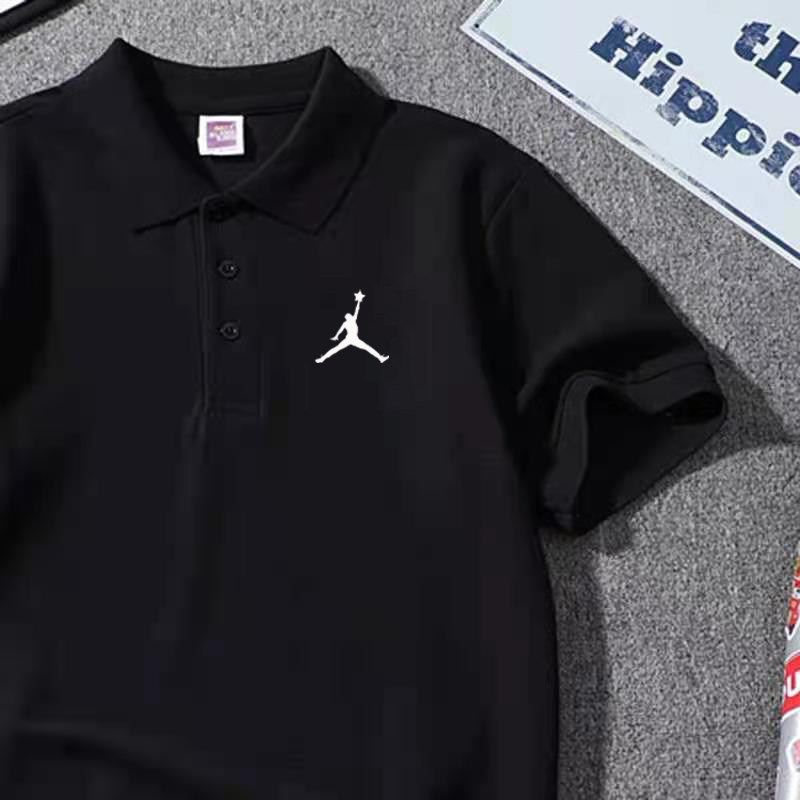 黑色polo衫女短袖潮牌飞人翻领保罗宽松纯棉T恤情侣夏装上衣定制