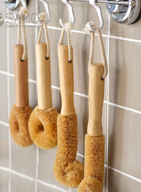 日本sp 进口椰棕杯刷长柄玻璃杯刷奶瓶刷家用刷杯子去污清洁刷子