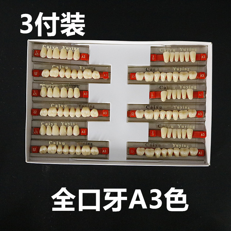 牙科材料 采玉合成树脂牙 A3色上门牙6X1 玉鹰全口义齿 后牙8x1