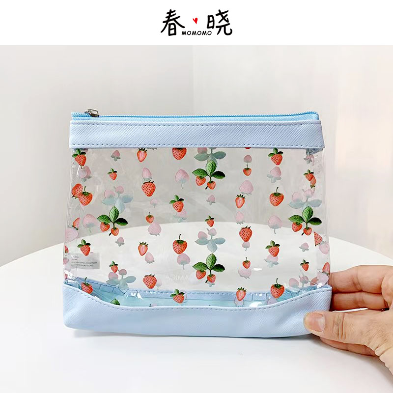 外贸出口原单 日系卡通可爱半透明收纳包 随身证件包洗漱化妆包