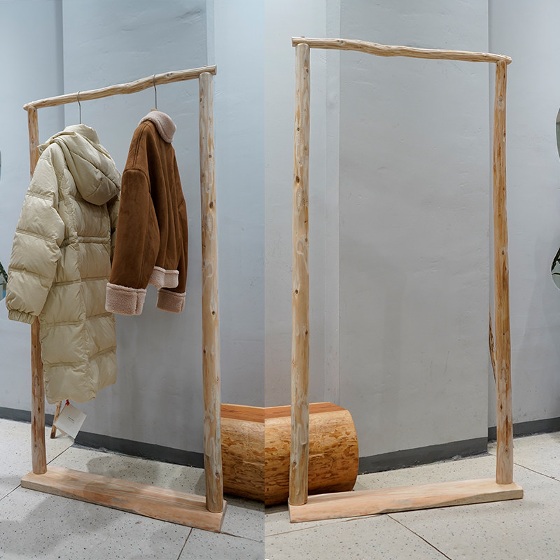 服装店原木风中岛挂衣架装饰中式落地式展示架摄影ins风实木架子