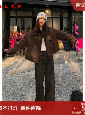 SALT.P可颜2025年春季新款黑色纯棉高腰直筒阔腿牛仔裤女