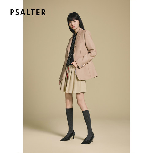 PSALTER诗篇复古时髦金属拉链收腰青果领西装外套2025冬款