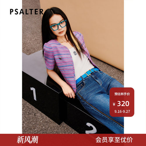 【春夏热卖】PSALTER诗篇圆领学院小香风条纹短袖外套夏款