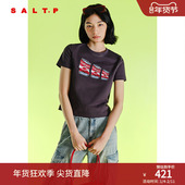 SALT.P可颜2025夏季 T恤女短上衣 纯棉圆领正肩短袖 新款 美式
