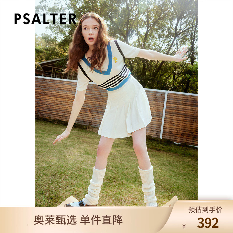 【奥莱4折】PSALTER诗篇夏学院风假两件条纹针织衫
