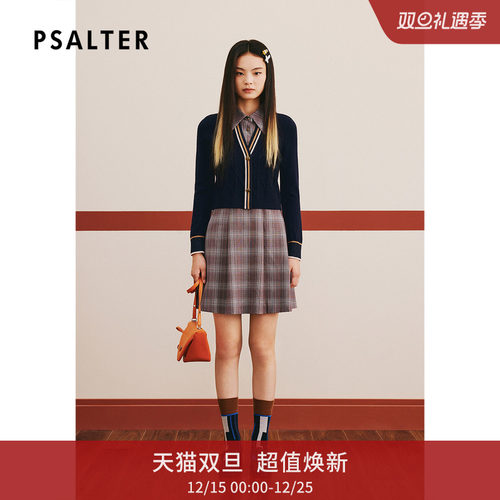 PSALTER诗篇冬学院风针织衫格纹衬衫连衣裙两件套